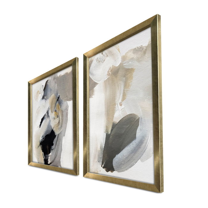 Wallity Cuadros Decorativos enmarcados en MDF Negro, Gris y Beige (2 piezas)